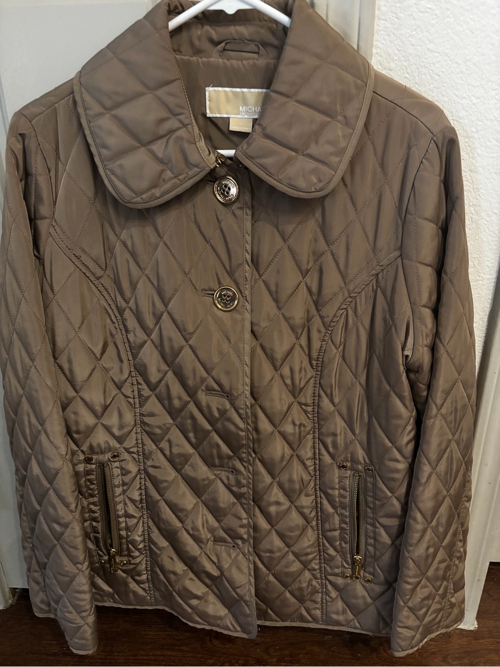 MICHAEL Michael Kors Quilted Taupe Puffer Jacket